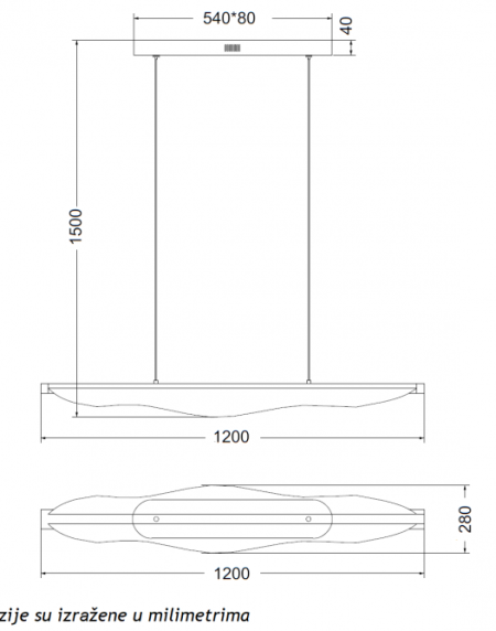VESTA 598 VISILICA 40W 3000K CRNA/MESING