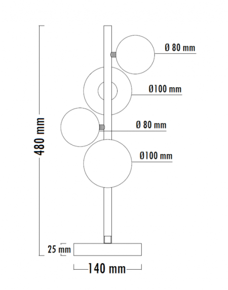 VESTA 600 STONA LAMPA 4*G9 CRNA