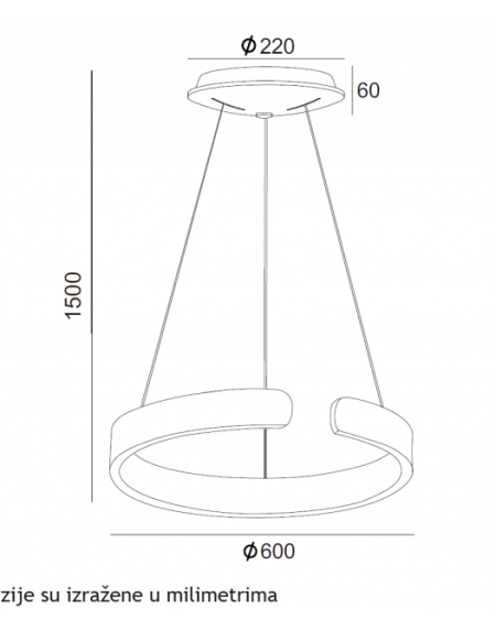 VESTA 637 VISILICA 60W 4000K BELA