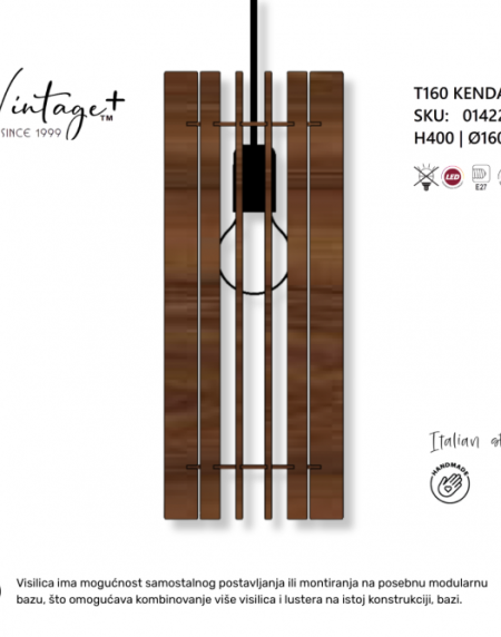 VINTAGE KENDALL T160 VISILICA 1*E27 (O 160 mm, h-400 mm) - SKU01422