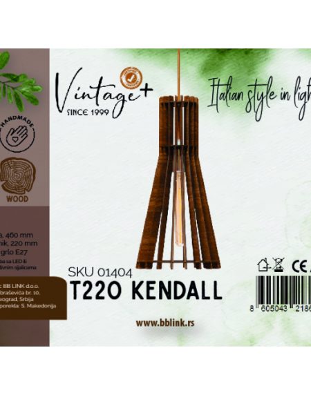 VINTAGE KENDALL T220 VISILICA 1*E27 (O 220 mm, h-460 mm) - SKU01404