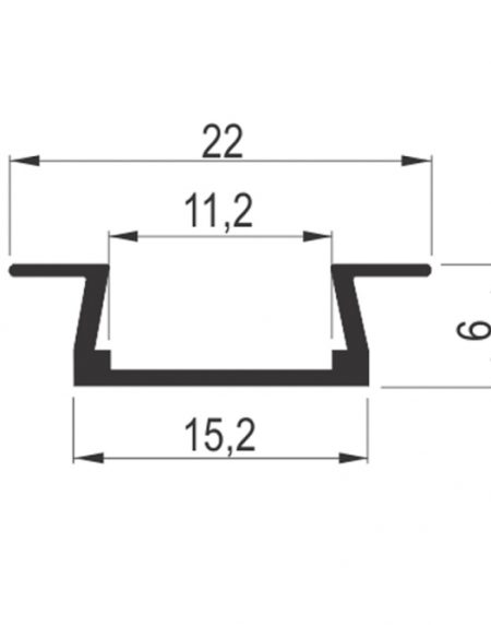 XL LED PROFIL UGRADNI 2206 CRNI (38020001)
